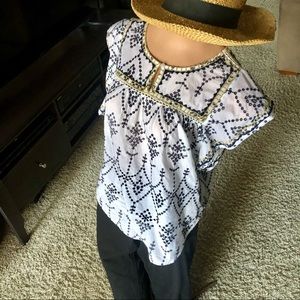 Jcrew embroidered peasant blouse short sleeve